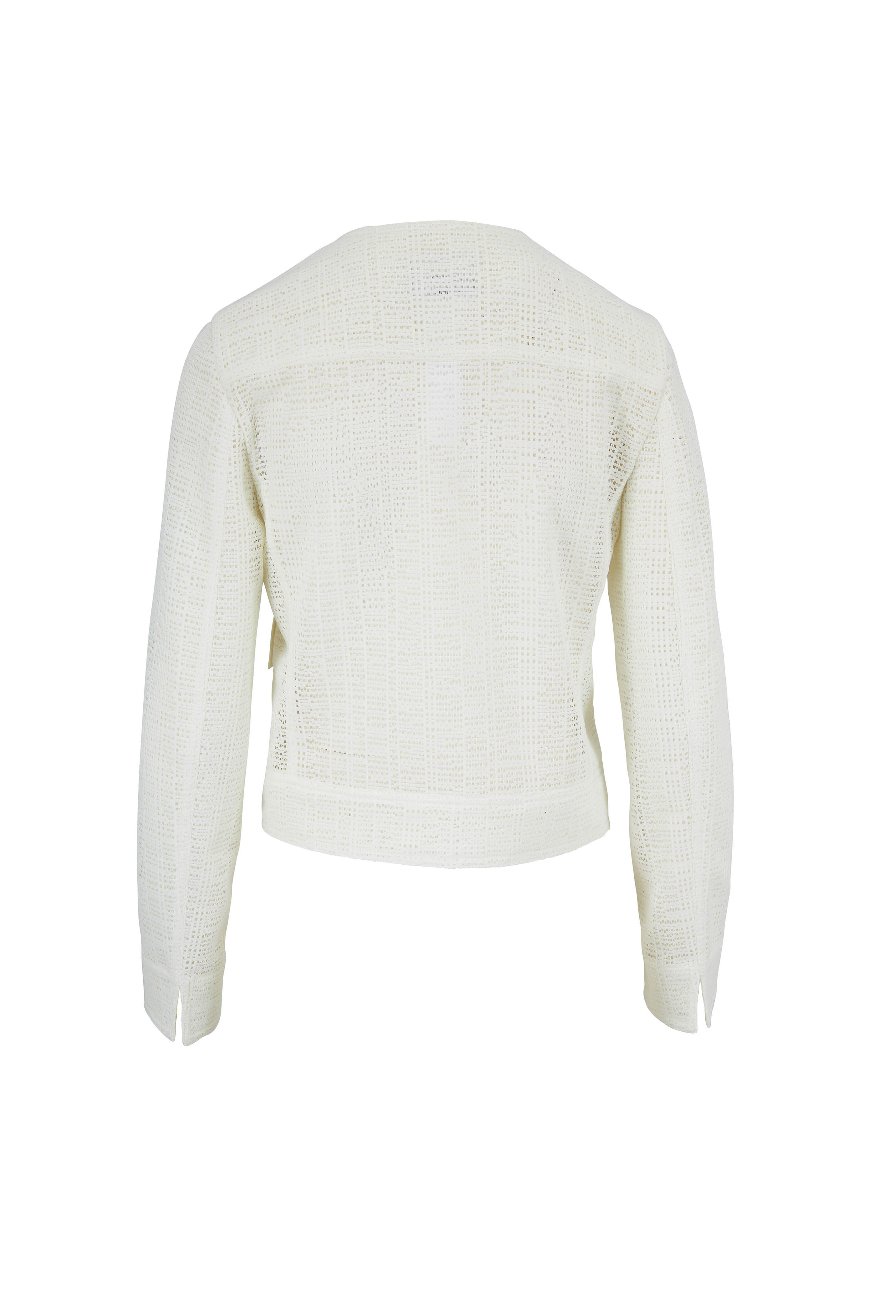 Akris Punto - Cream Grid Lace Cropped Jacket