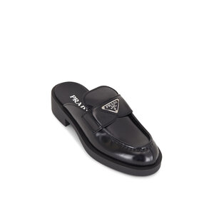 Prada - Black Leather Logo Mule | Mitchell Stores
