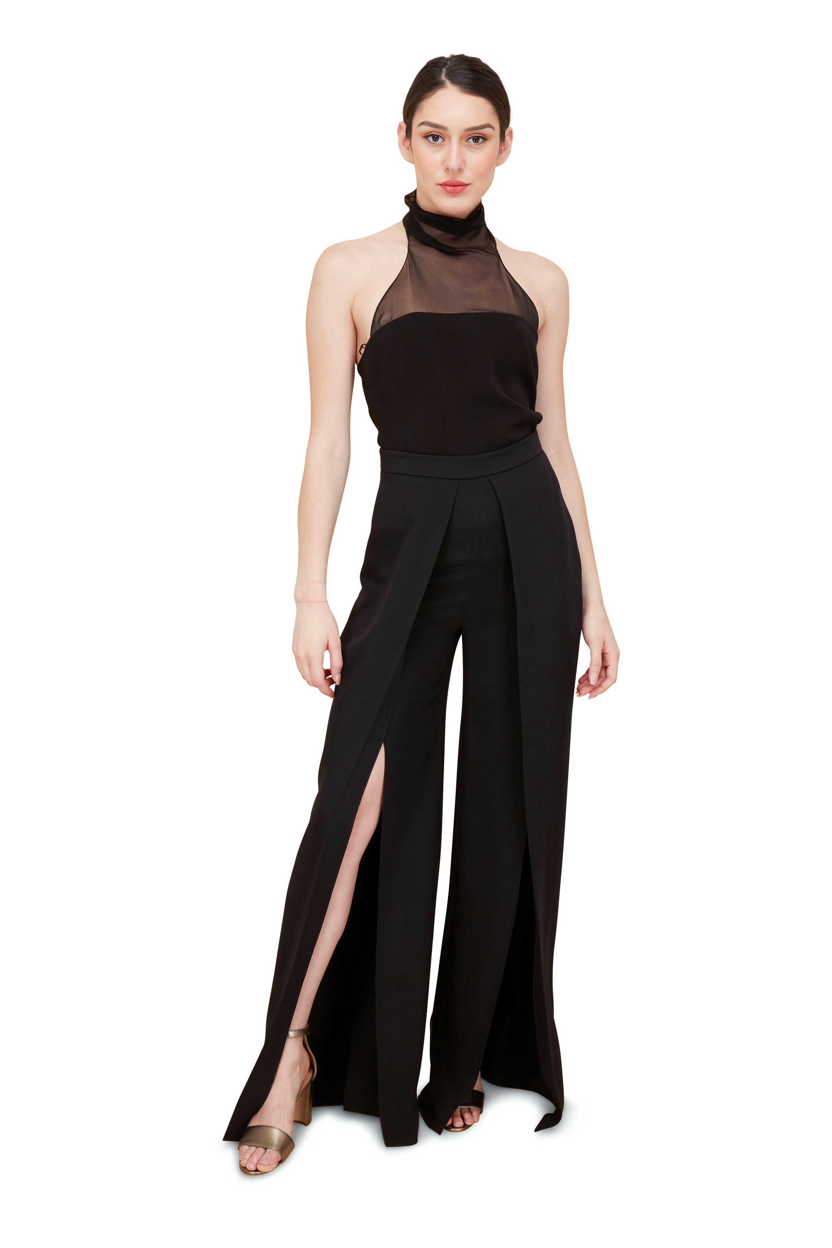 Cushnie - Black Pleated High-Waisted Wide Leg Pant