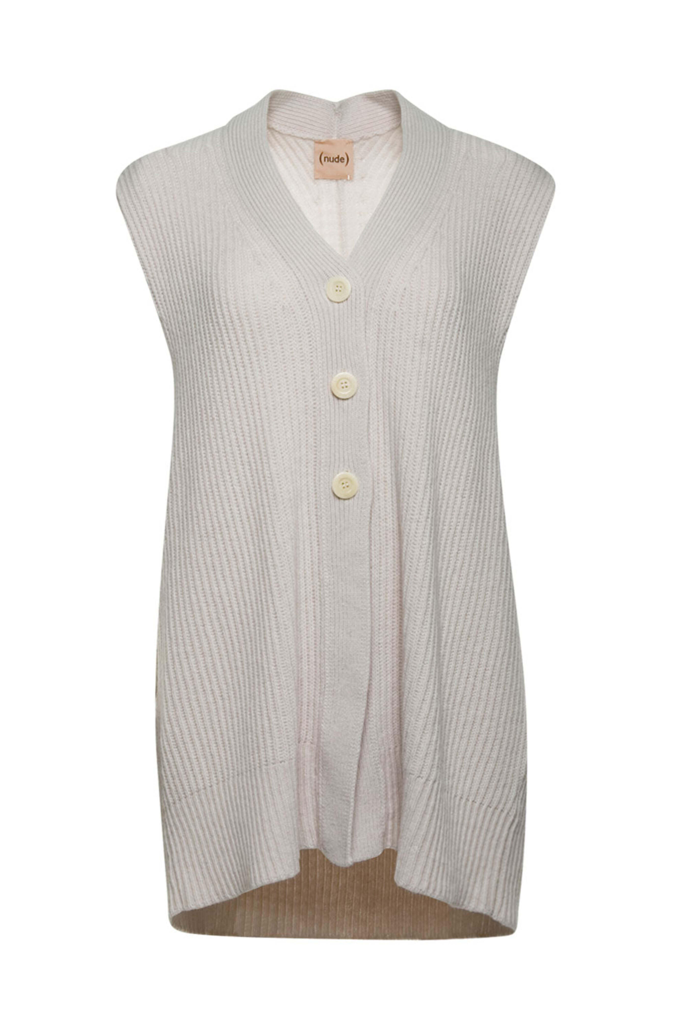 Nude - Off White Knit Sleeveless Fringe Vest