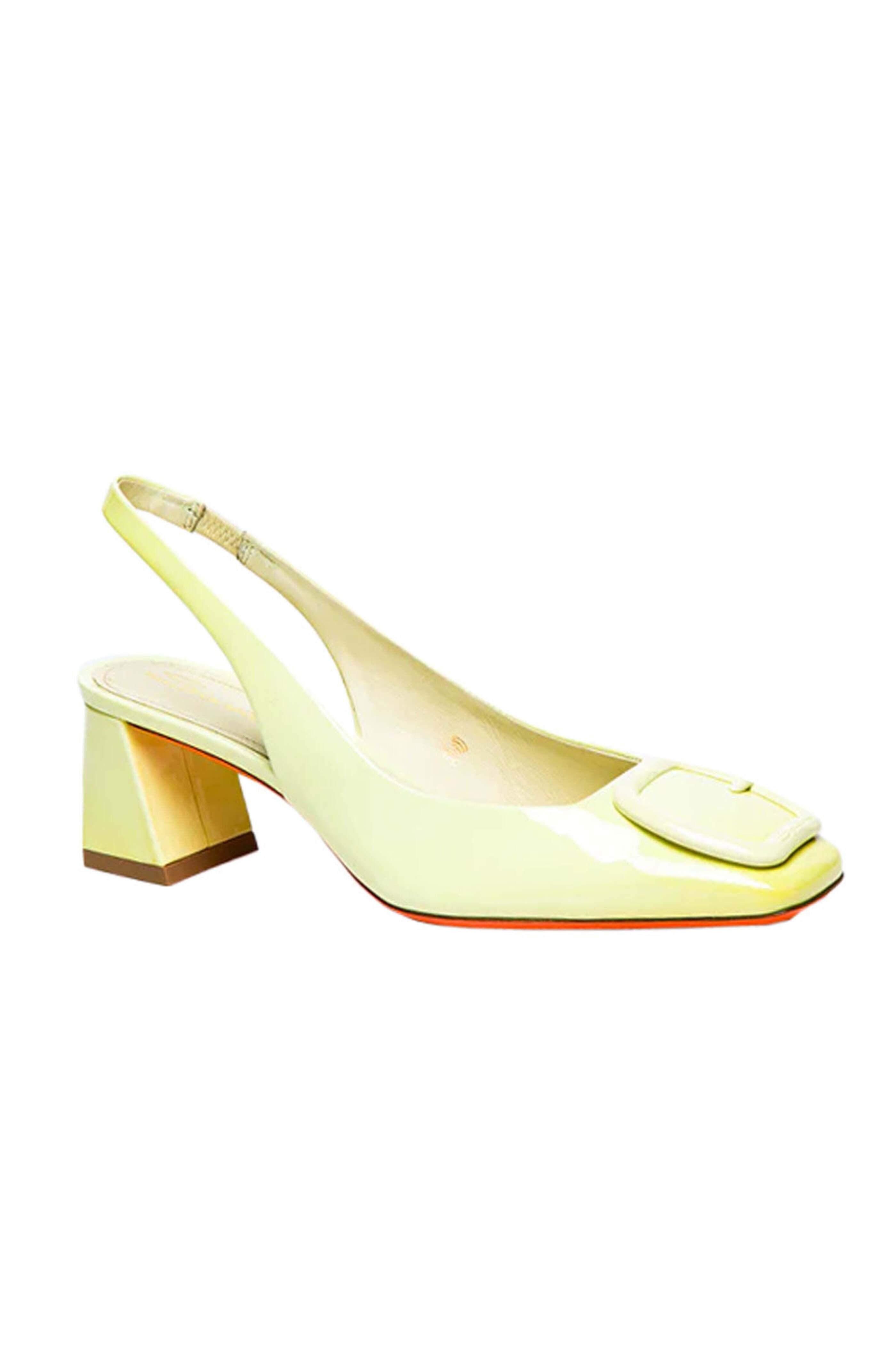 Santoni - Lemon Slingback Low Block Heel in Yellow