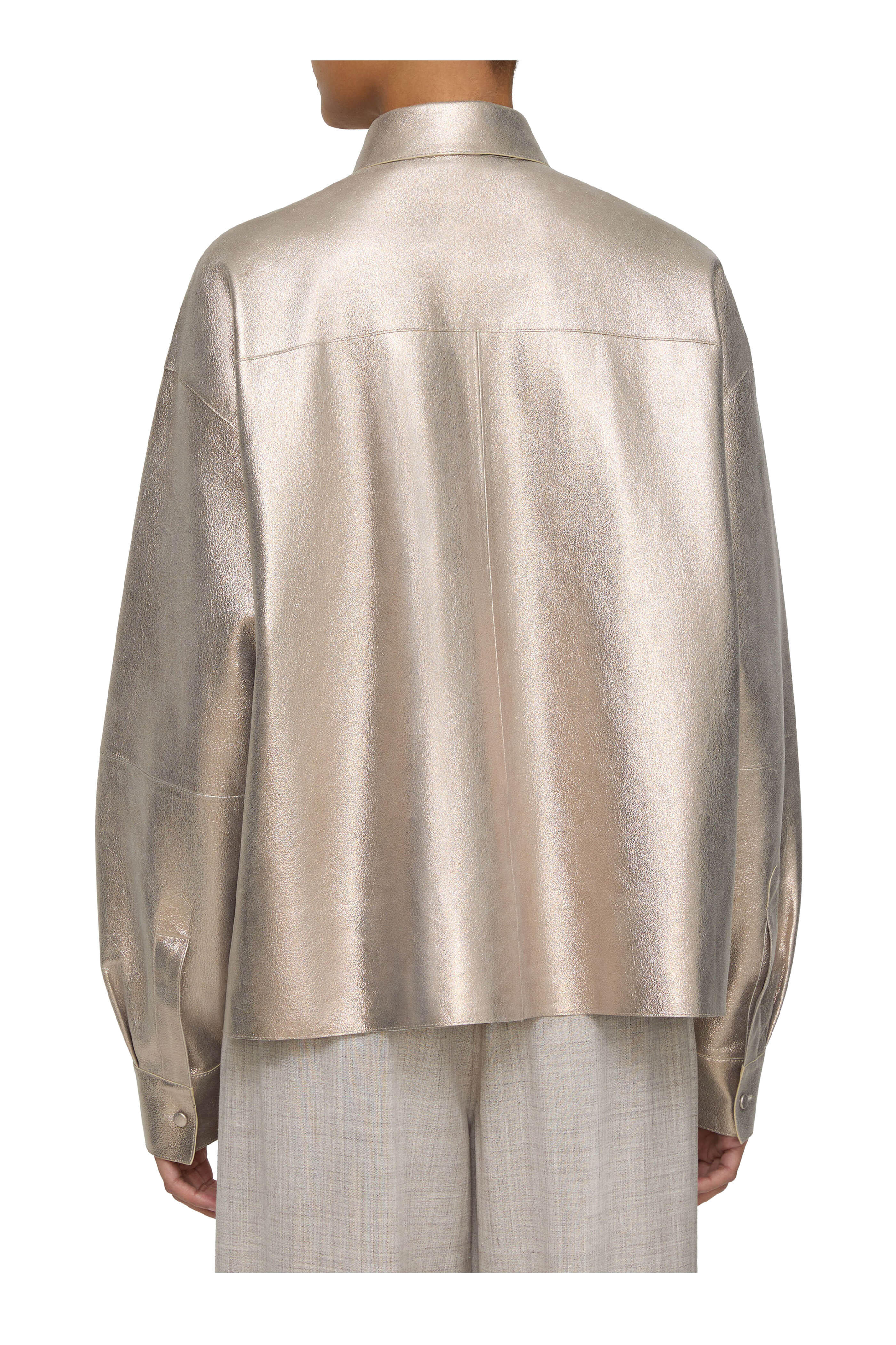 Lafayette 148 New York - Metallic Stardust Suede Oversized Boyfriend Shirt