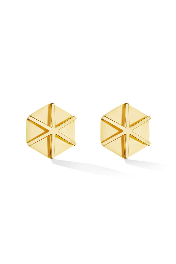 Cadar 18k Yellow Gold B Home Stud Earrings