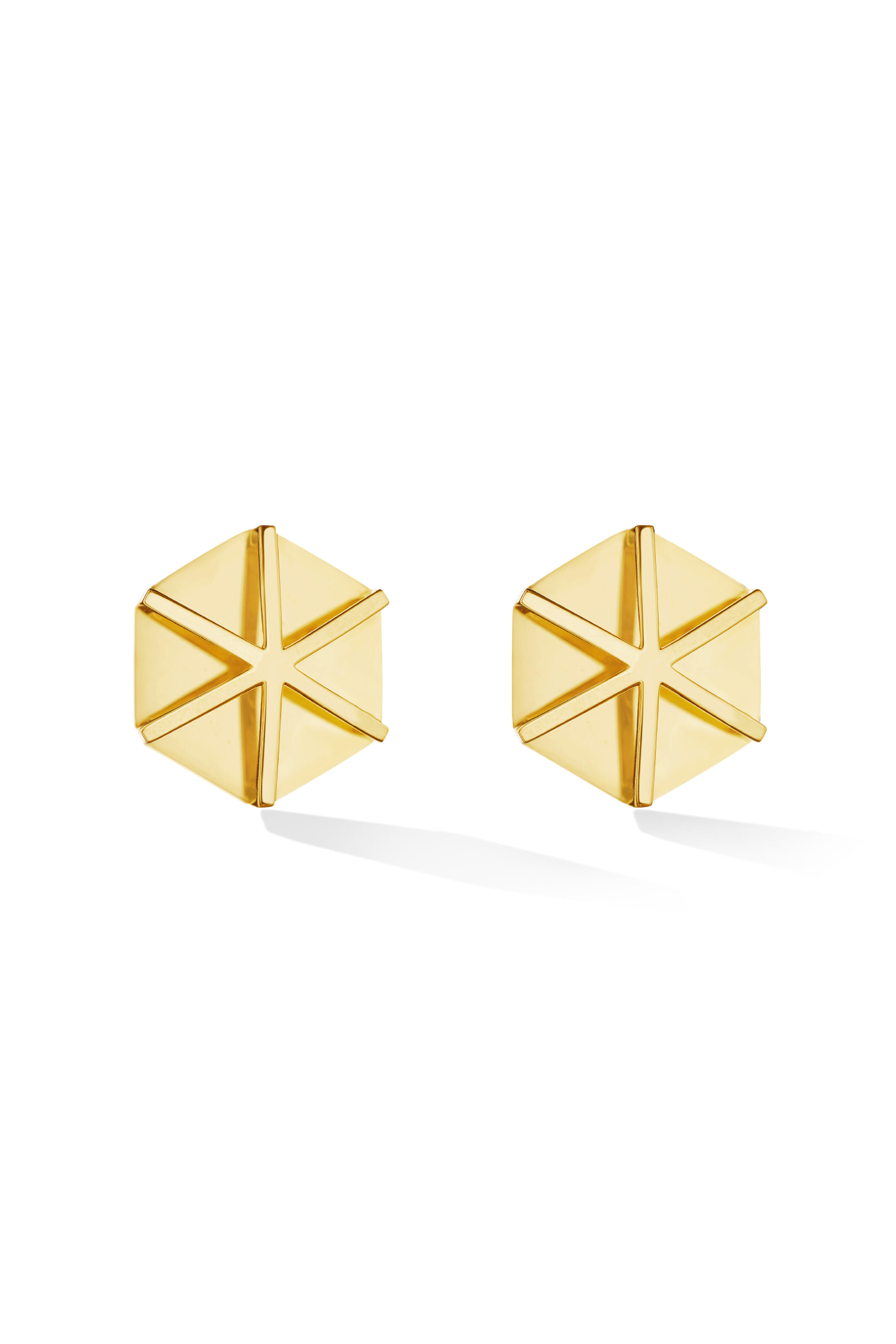 Cadar - 18k Yellow Gold B Home Stud Earrings