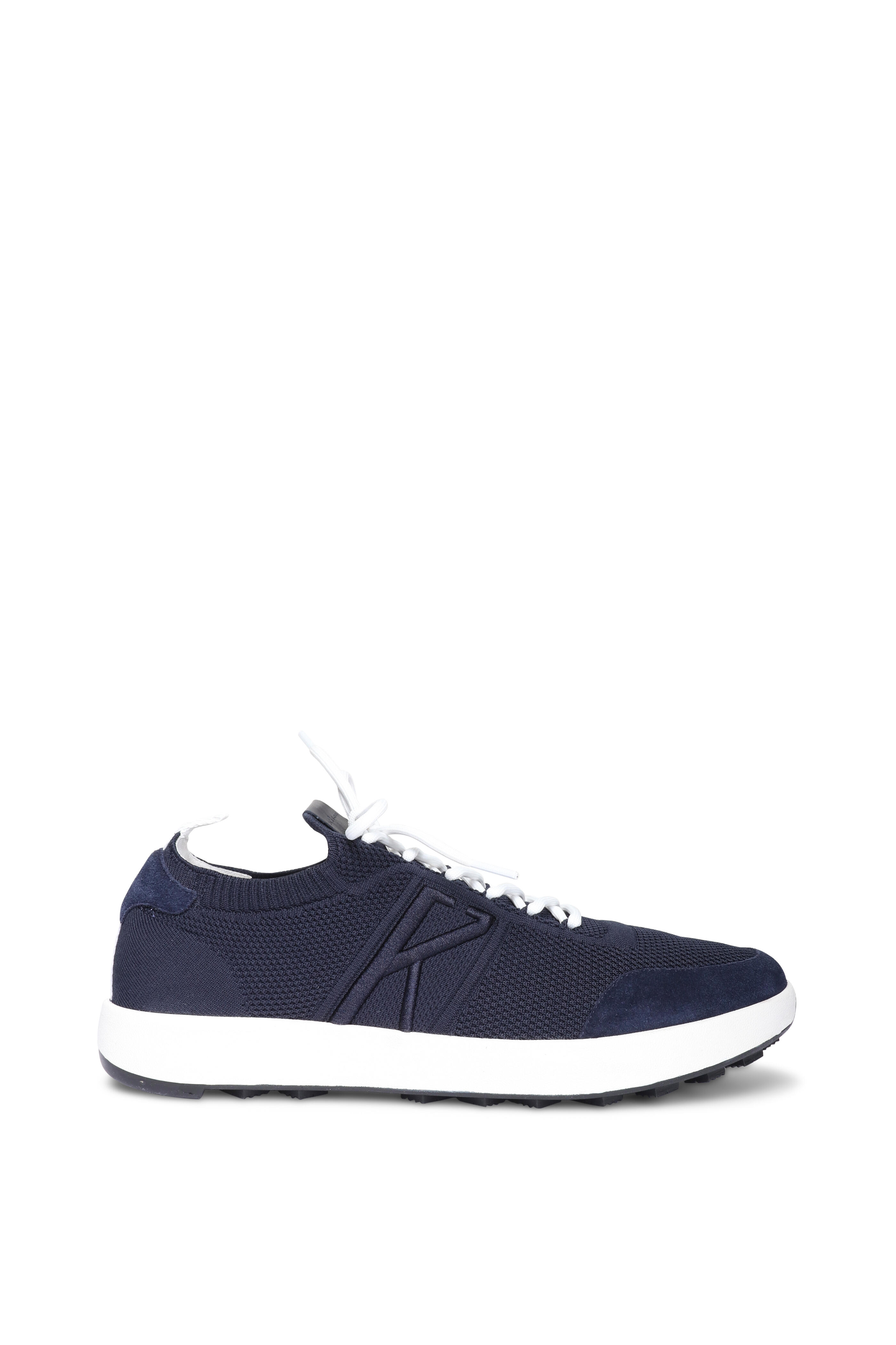 Kiton - Navy Knit Embroidered Golf Sneaker