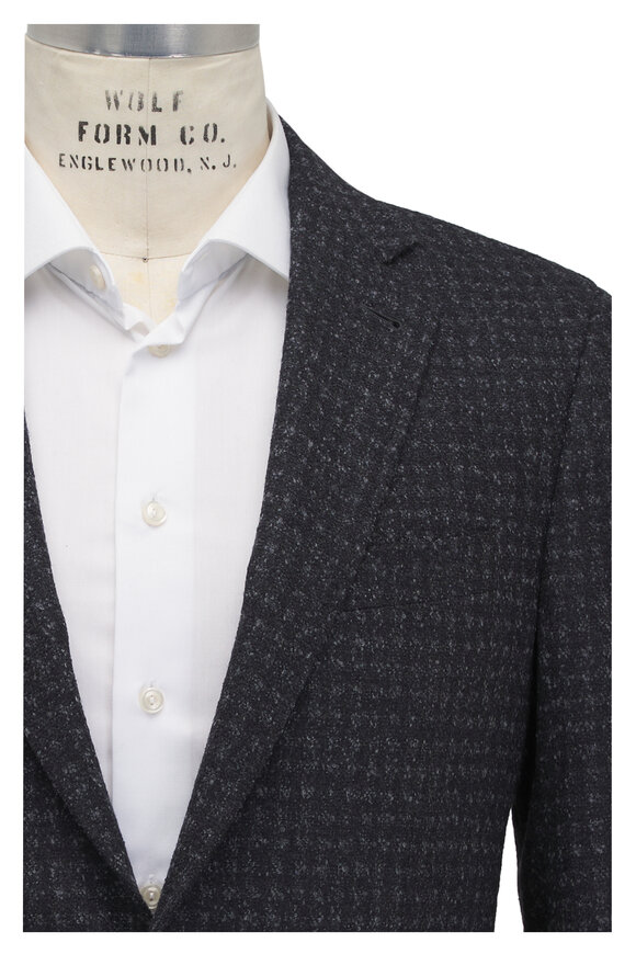 Canali Charcoal Gray Boucle Check Sportcoat 