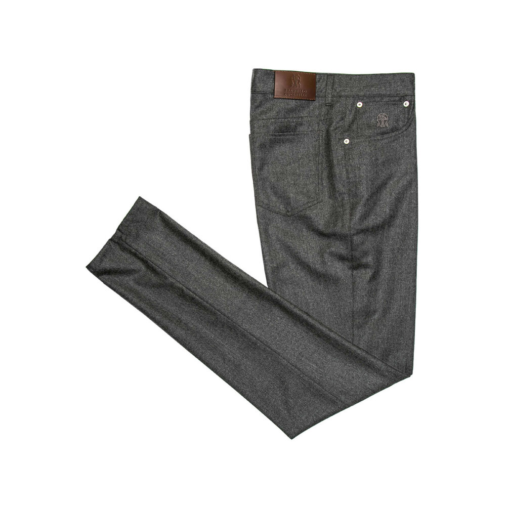 Brunello Cucinelli - Mid Grey Melange 5 Pocket Pant