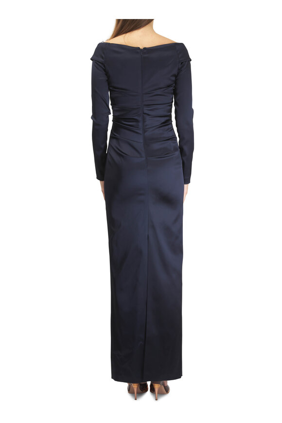 Talbot Runhof Navy Long Sleeve Gown - view 4
