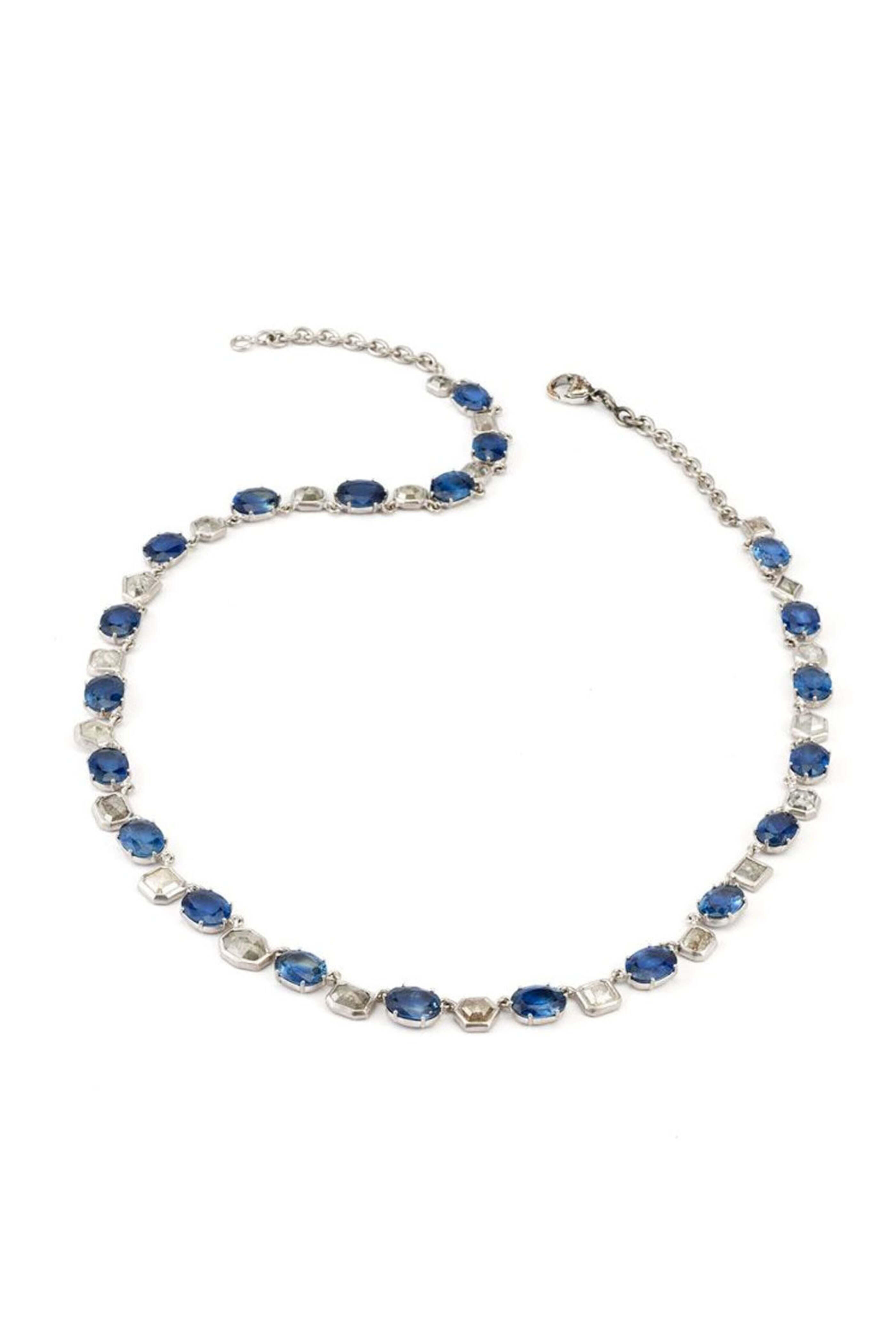 Sylva & Cie - Sapphire and Rose Cut Diamond Collar Necklace