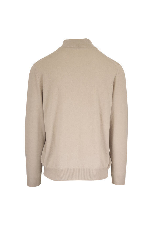 Kiton Oat Cashmere Quarter Zip Pullover - view 3