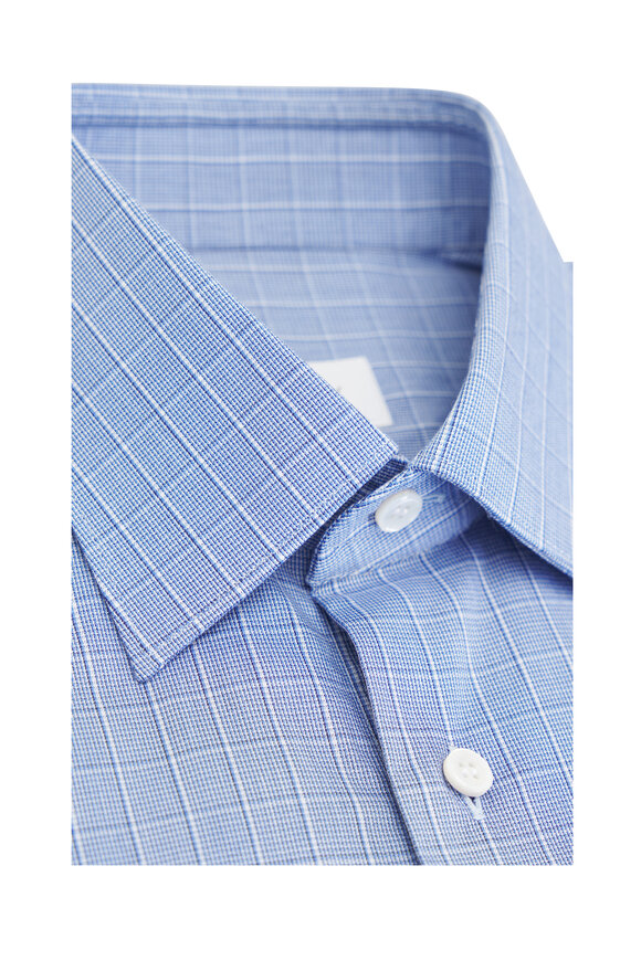 Brioni - Blue & White Check Cotton Dress Shirt