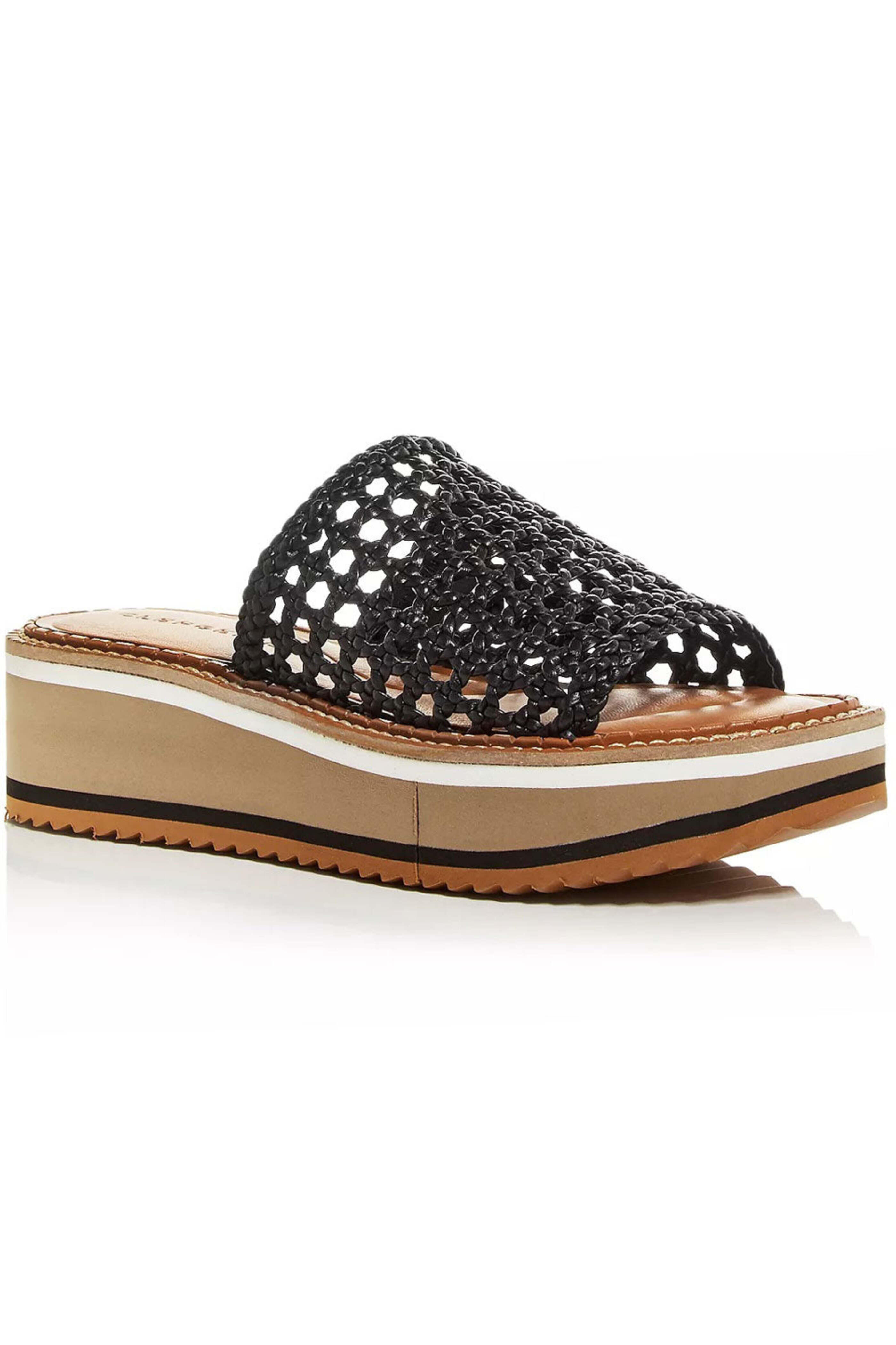 Robert Clergerie - Fausta Woven Wedge Slide Sandal in Black