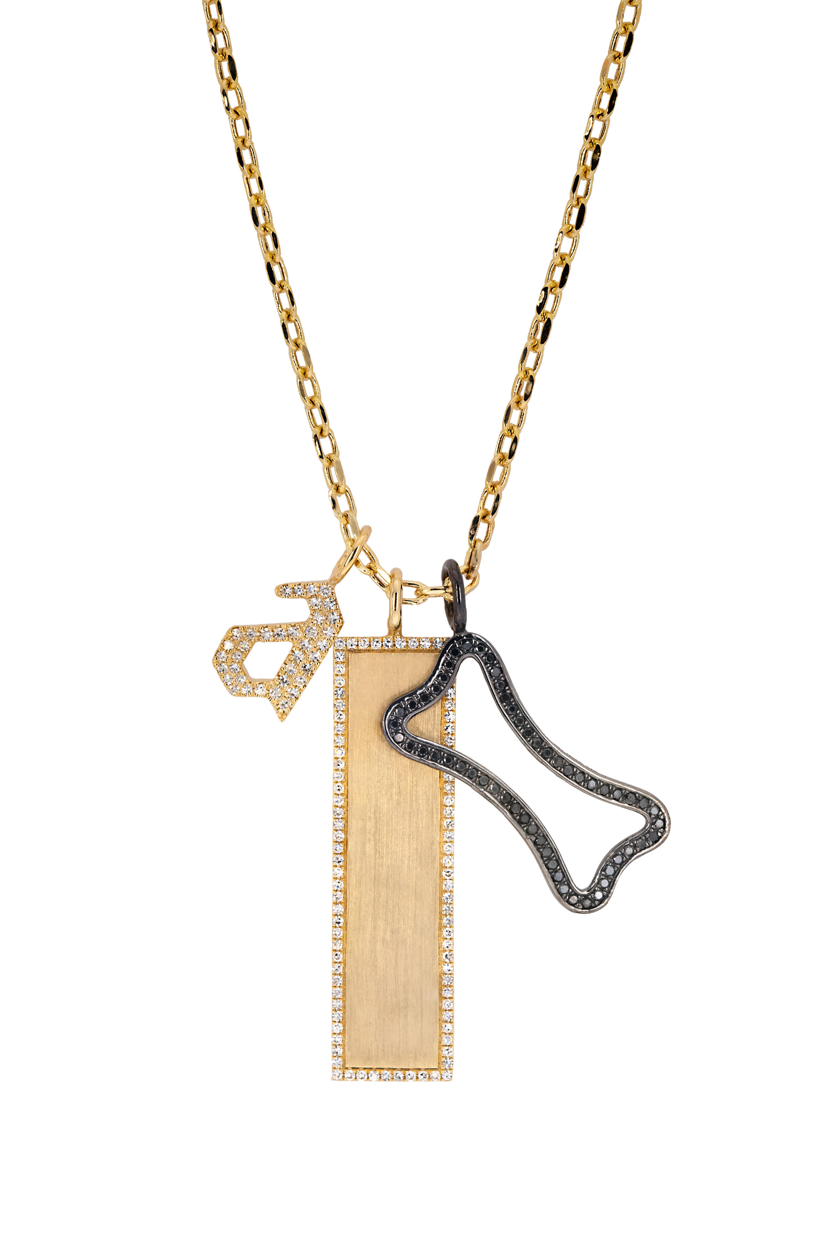Bridget King - 14k Yellow Gold "Dog is Family" Charm Necklace - view 1