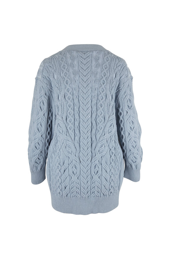 Vince - Light Sea Stone Aran Cable Knit Cardigan