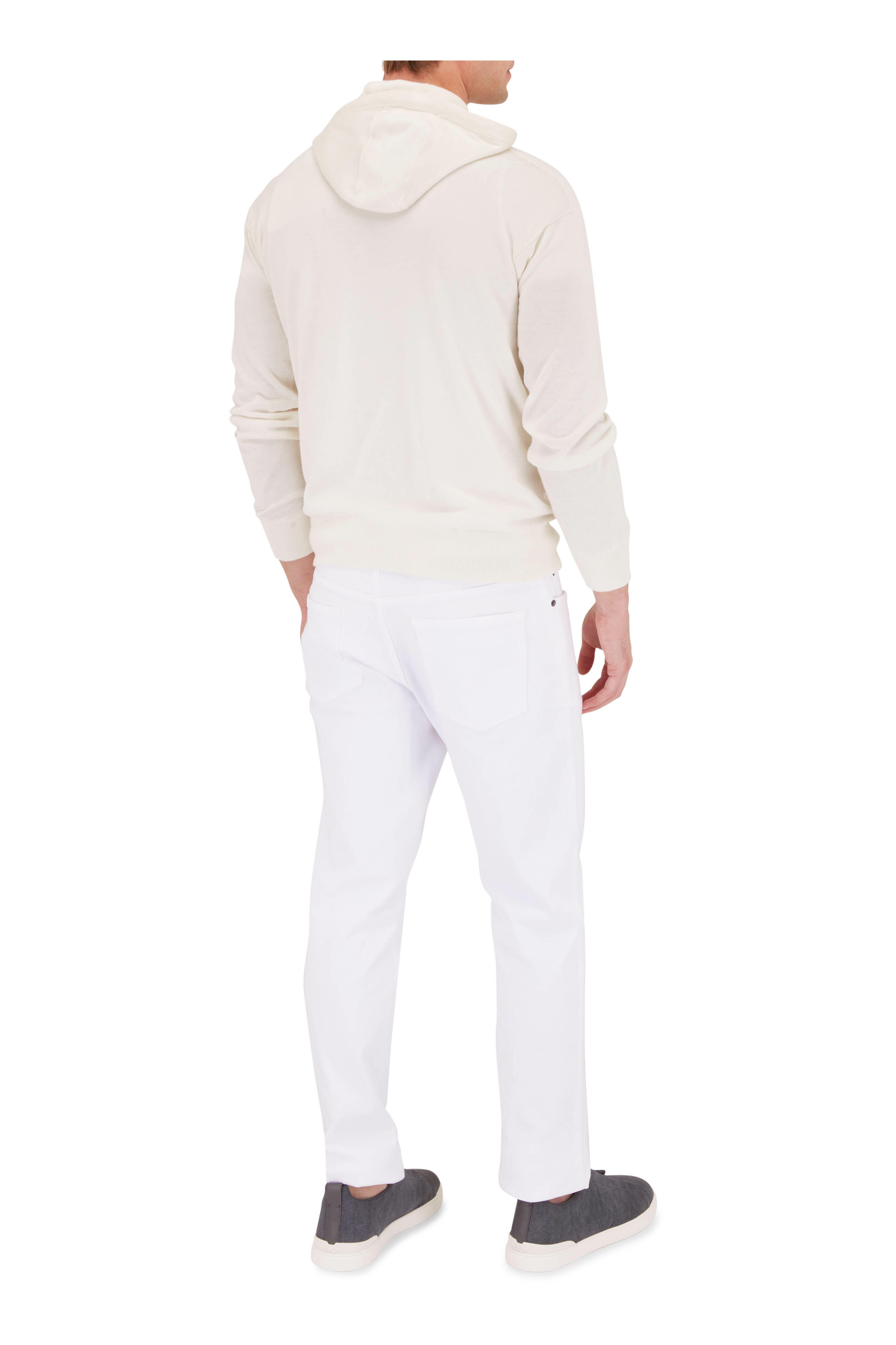 パーカー・フーディ ERMENEGILDO ZEGNA Men Hoodies N6MH01830 105 White ZEGNA WHITE SWEATER WITH HOOD AND POCKETS | miinto | REVERSIBLE