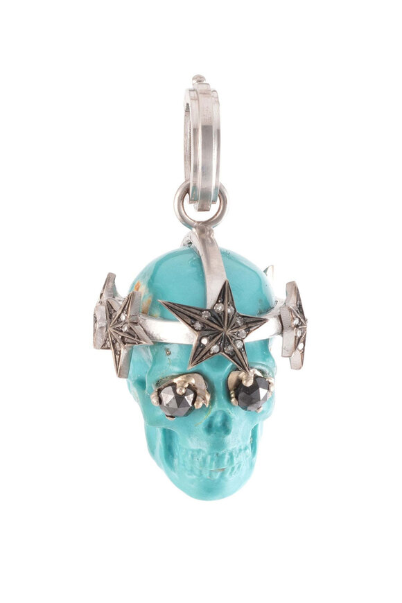 アクセサリー LOREE RODKIN HEAVY SKULL PENDANT Silver HEAVY SKULL PENDANT Silver / Onyx on Eyes PENDANT
