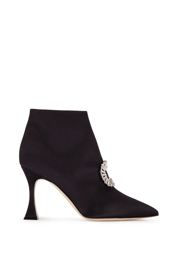 Manolo Blahnik - Cantita Black Satin Boot, 90mm