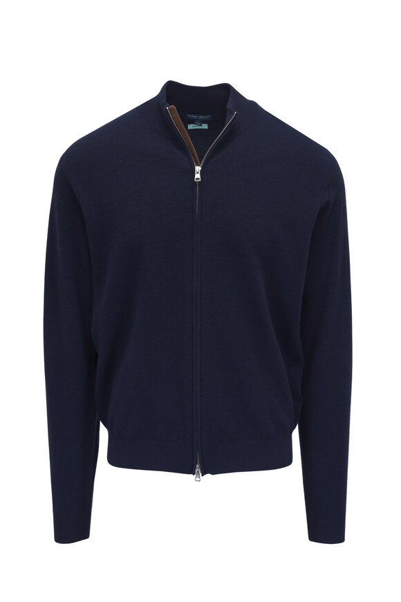 Peter Millar Excursionist Flex Navy Blue Full-Zip Sweater