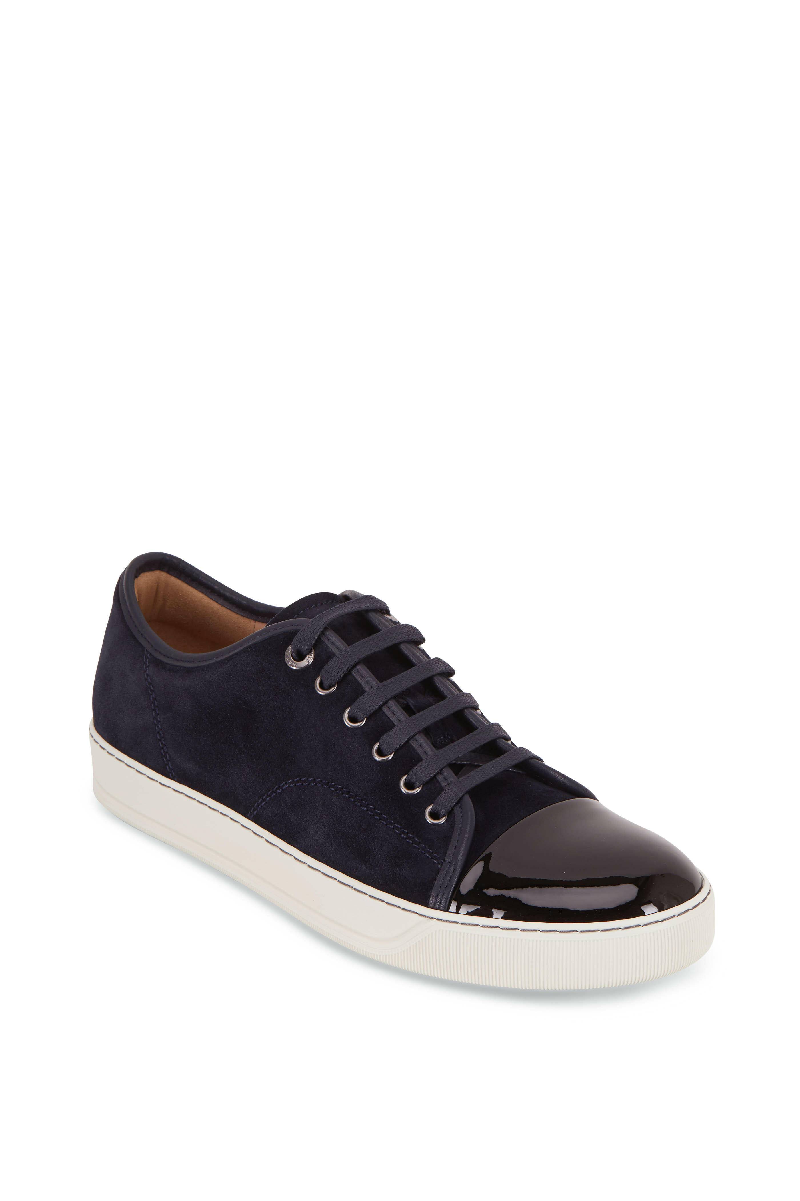 Lanvin - Navy Suede & Black Patent Leather Cap-Toe Sneaker