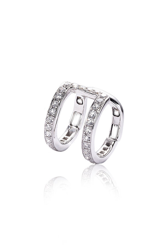 Nam Cho 18k White Gold Diamond Double Row Clip On Ear Cuff - view 1