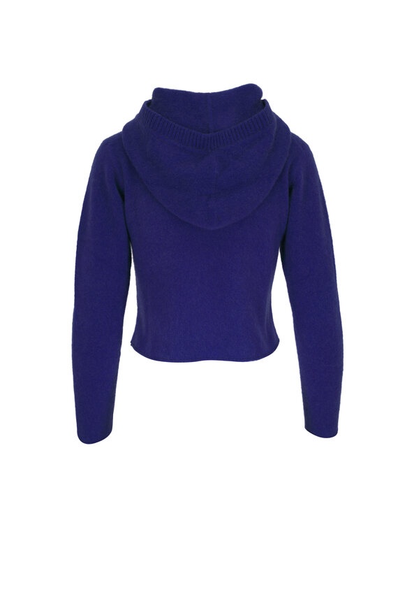 The Elder Statesman - Heavy Crop Cobalt Cashmere Hoodie