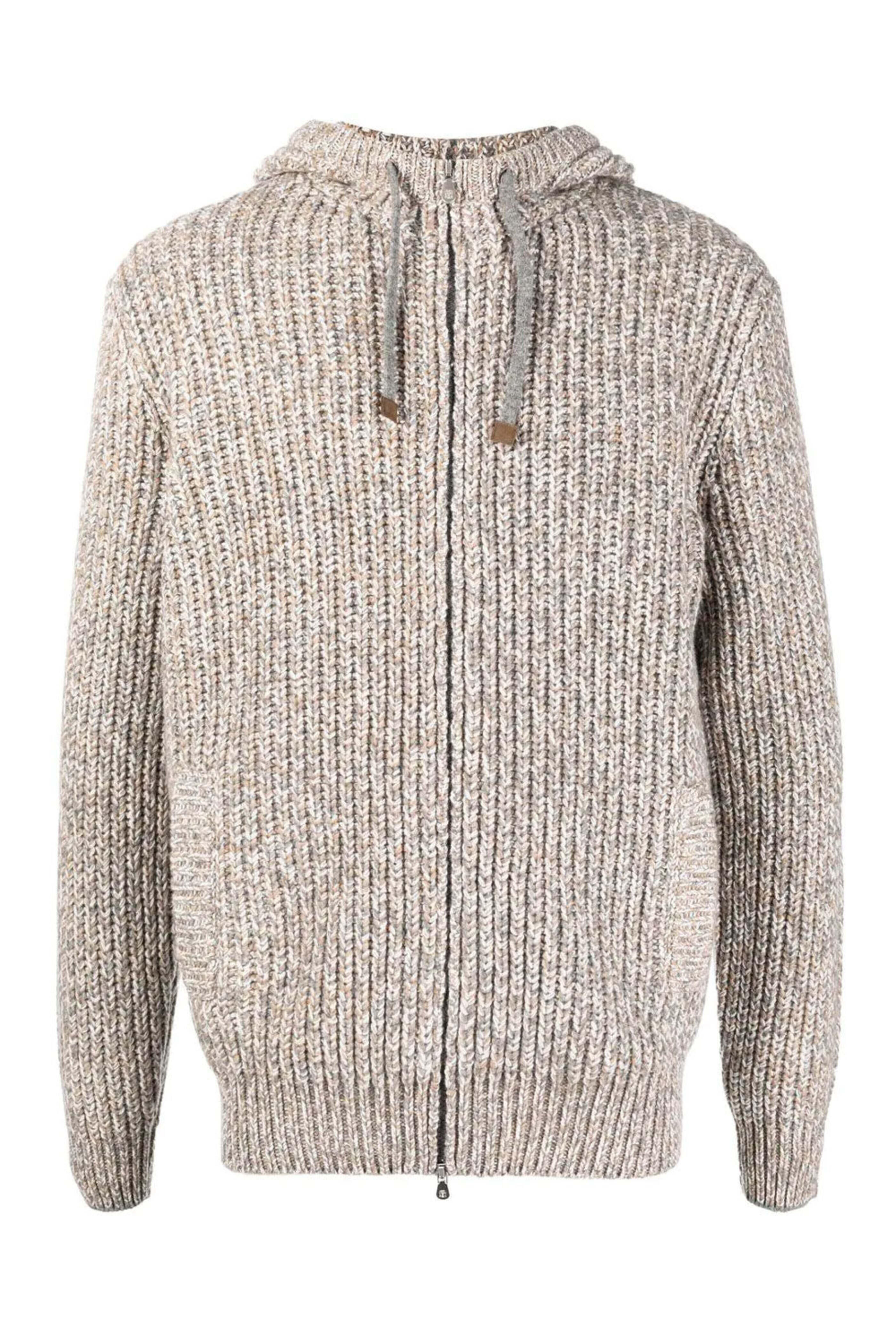 Brunello Cucinelli - Brown and Grey Cashmere Blend Zip Hoodie