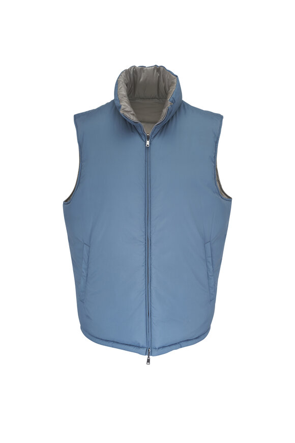 Herno Olive & Blue Reversible Quilted Down Vest - view 3