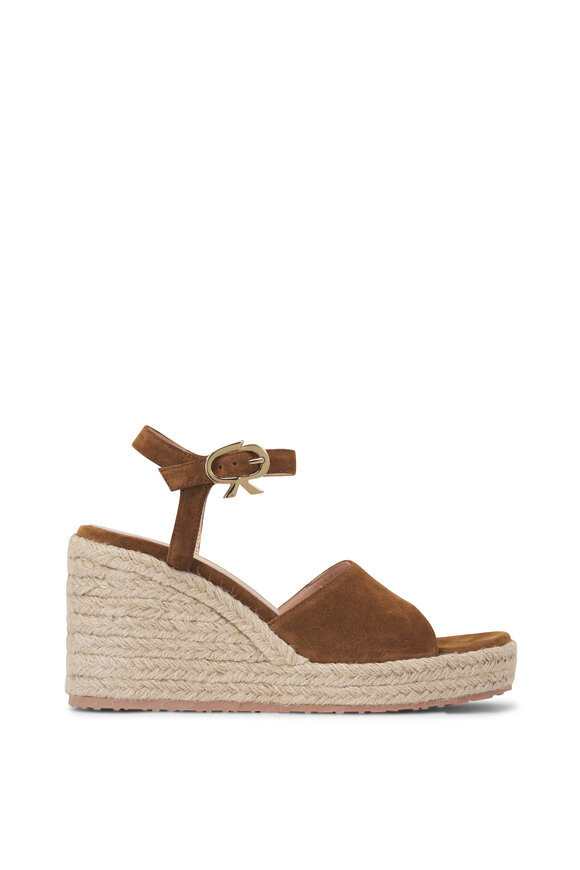 Gianvito Rossi Brown Suede Espadrille Wedge, 60mm - view 4