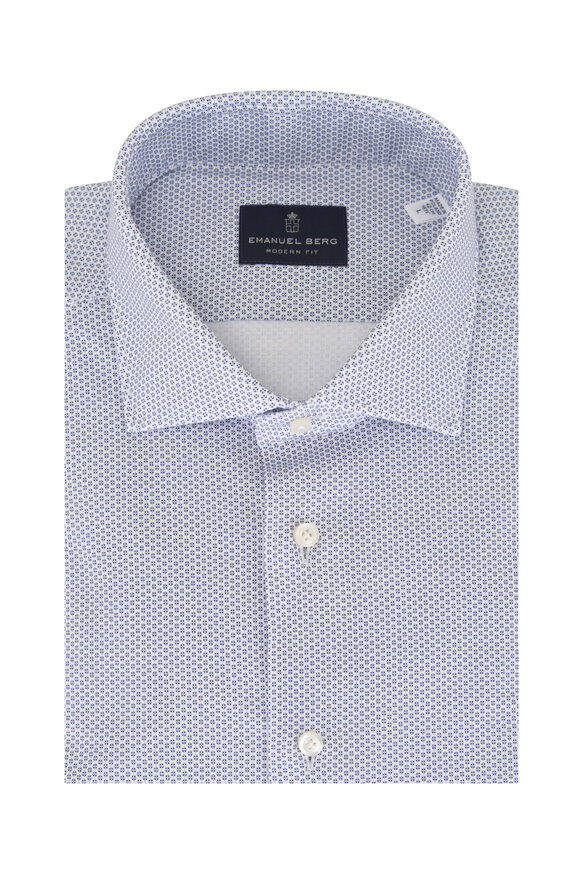 Emanuel Berg Medium Gray Print 4Flex Stretch Cotton Sport Shirt