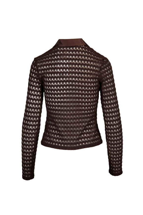 Frame Bubble Stitch Chestnut Long Sleeve Blouse - view 2