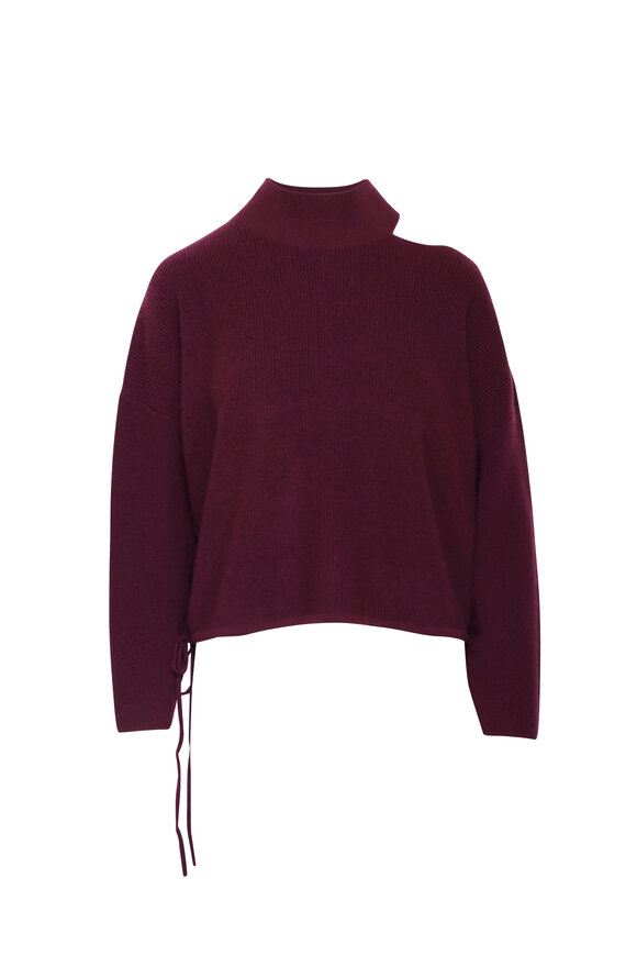 The Sei Merlot Open Shoulder Sweater