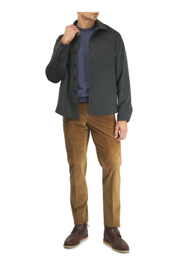 Maurizio Baldassari Olive Cashmere Overshirt - view 2