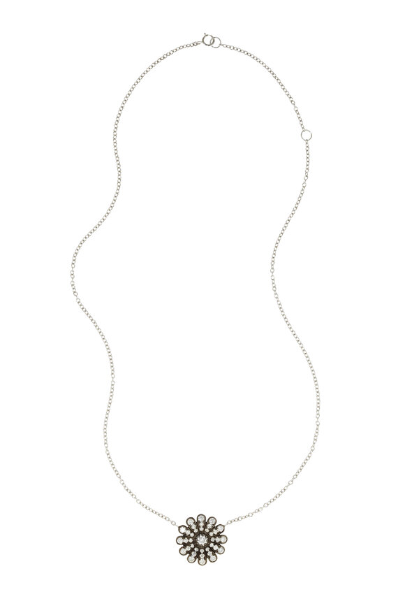 Nam Cho - 18K White Gold Diamond Flower Pendant Necklace