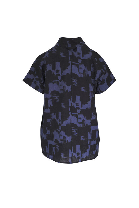 Zero + Maria Cornejo Adi Black & Blue Brushstroke Ripple Top - view 2