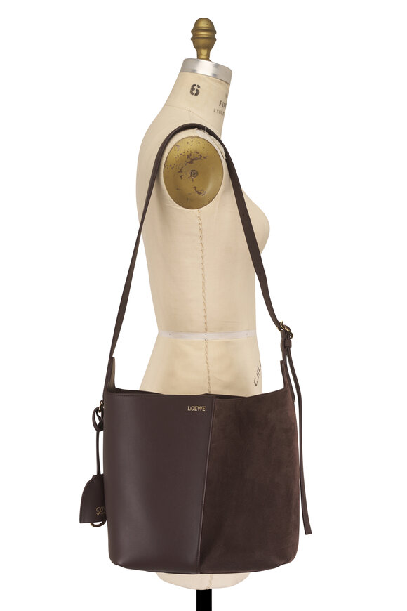 Loewe Medium Bilbao Chestnut Leather & Suede Bucket Bag - view 7
