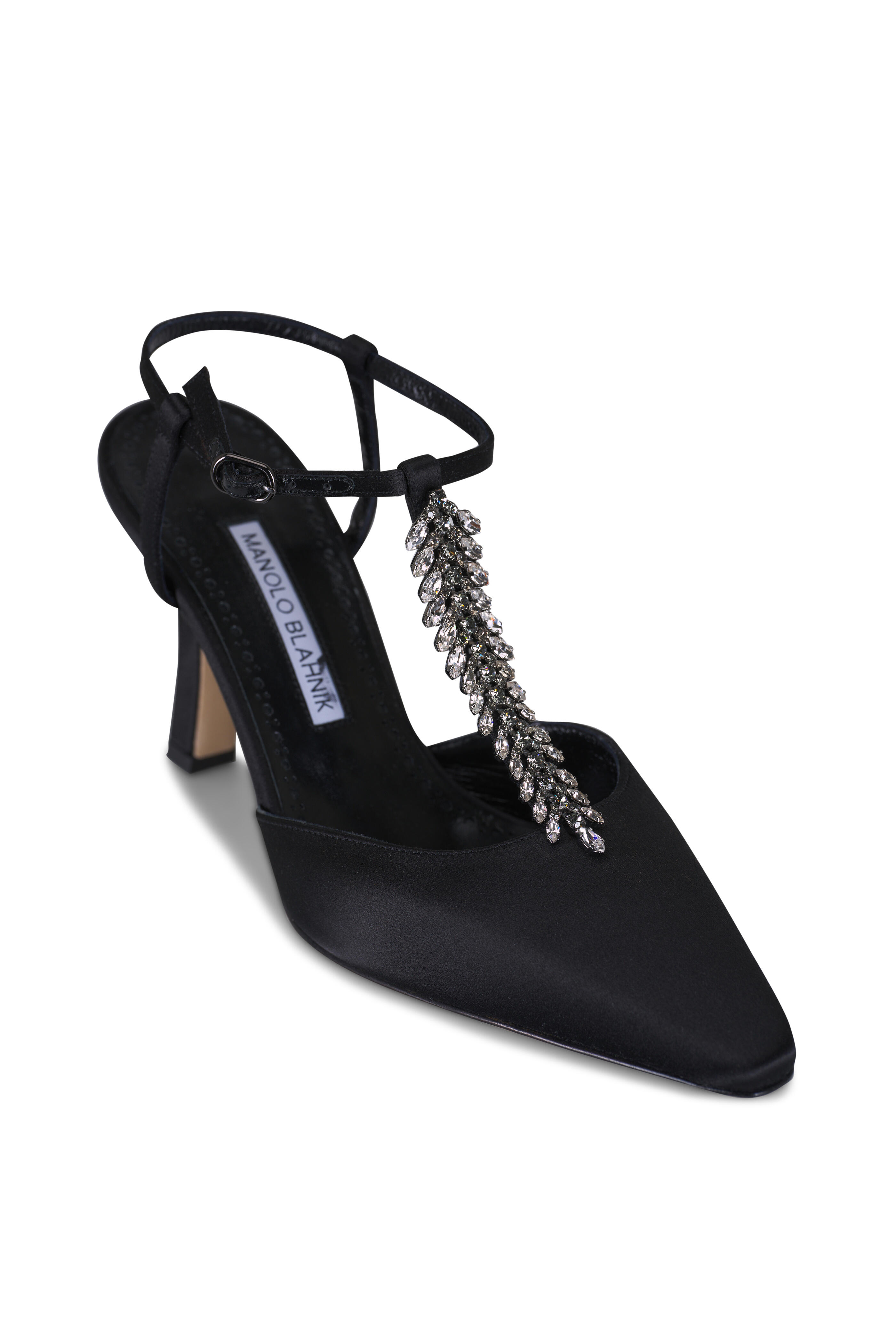Manolo Blahnik - Sufik Black Satin T-Strap Pump, 90mm