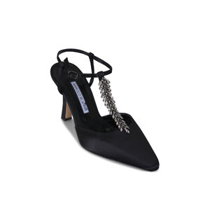 Manolo Blahnik - Sufik Black Satin T-Strap Pump, 90mm