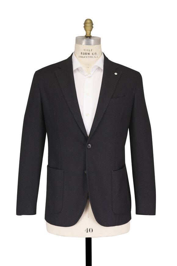 L.B.M. 1911 Black Solid Wool & Cashmere Sportcoat - view 2
