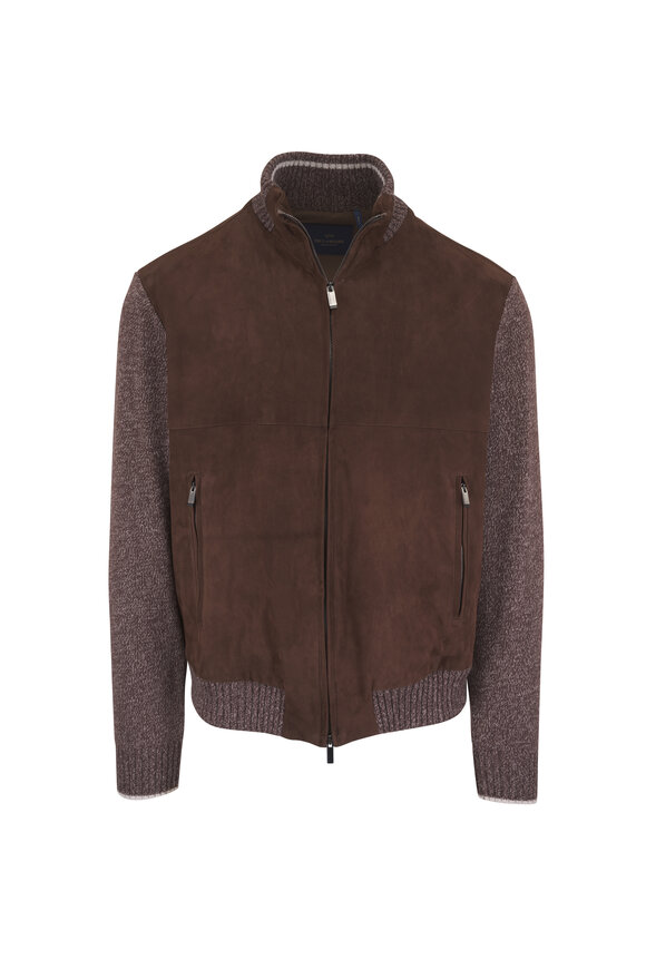 Paul & Shark Coffee Bean & Snow White Front Zip Sweater Jacket - view 1