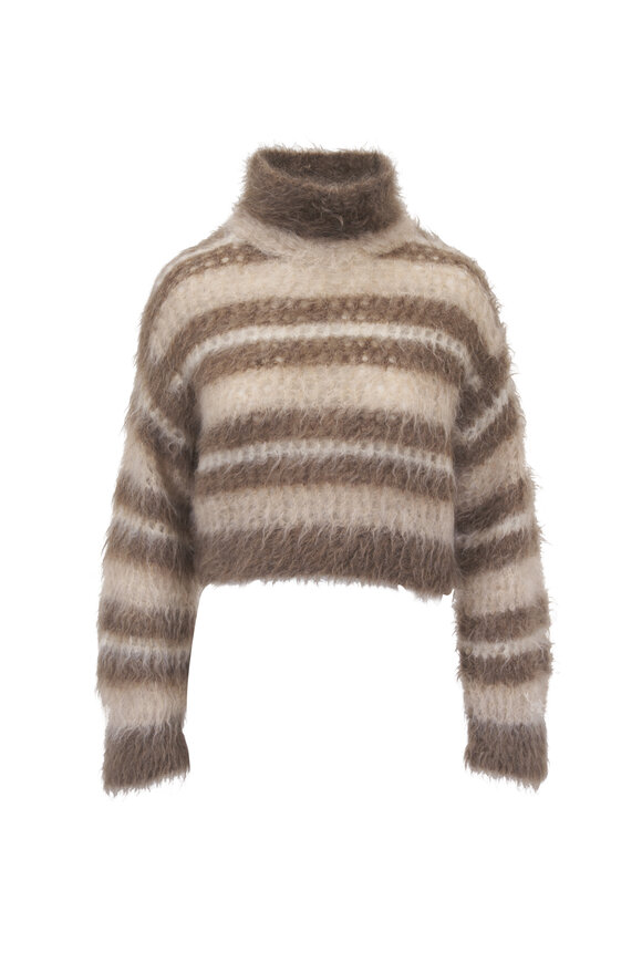 スウェット・トレーナー BRUNELLO CUCINELLI BROWN COTTON KNITWEAR Jute and cotton-blend sweater in brown - Brunello Cucinelli