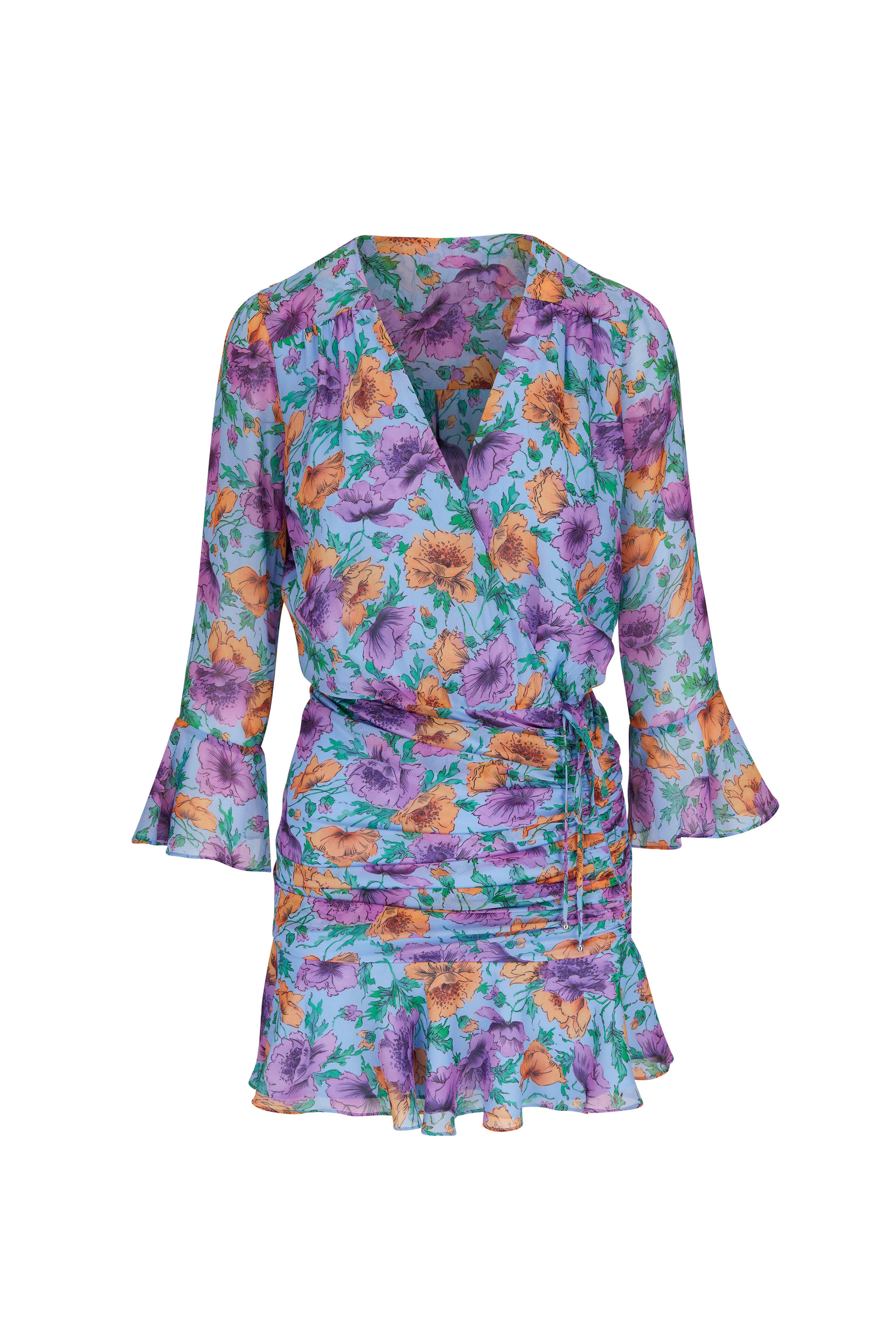 Veronica Beard - Sean Lake Blue Multicolor Floral Print Dress