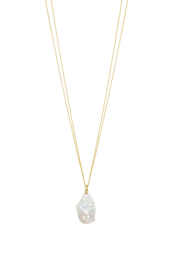 Renee Lewis - Diamond Stud South Sea Pearl Necklace