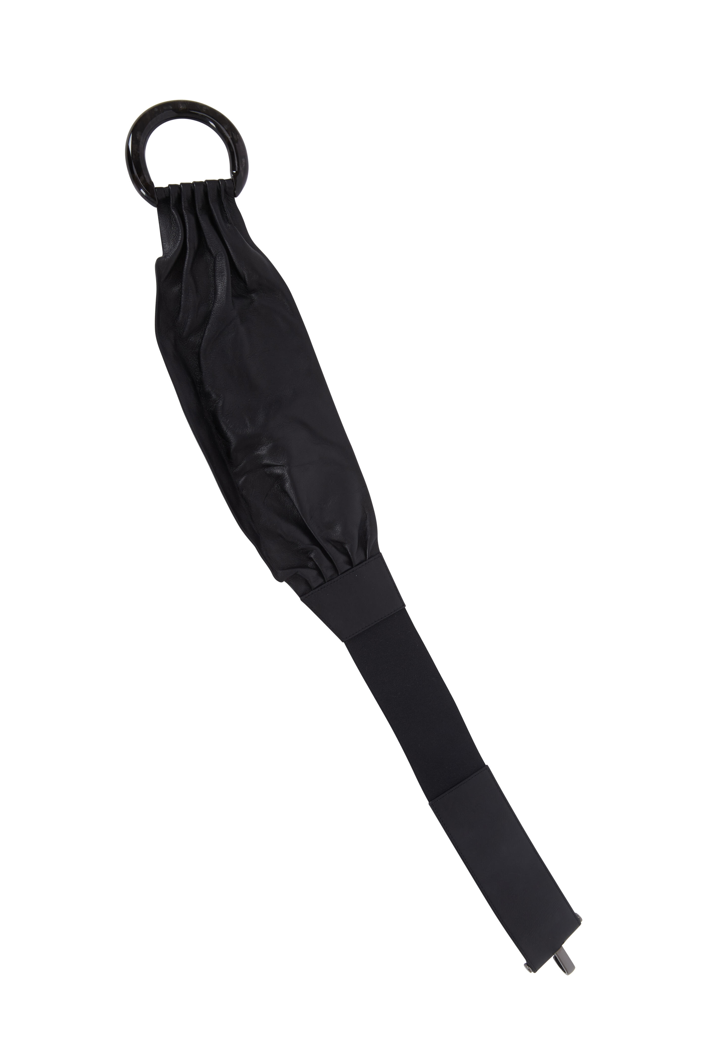 Suzi Roher - Black Leather & Resin Buckle Obi Belt