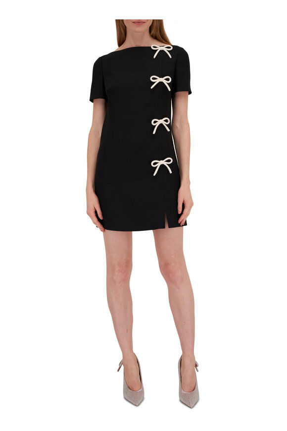 Valentino - Black Crepe Couture & White Bow Mini Dress 