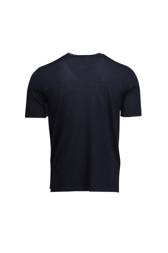 Cesare Attolini Navy Cashmere & Silk T-Shirt - view 2