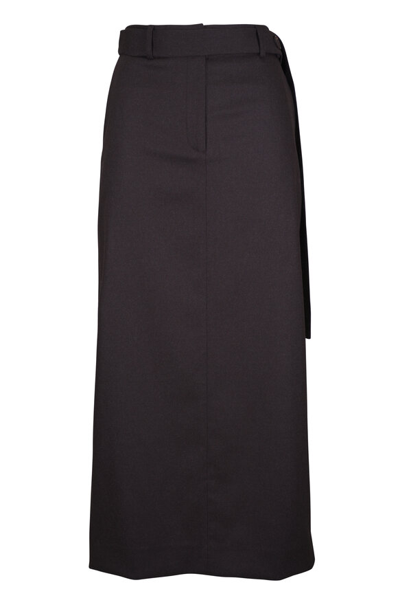 TWP Slit Chocolate Wool & Cashmere Skirt