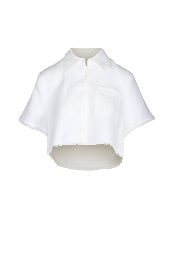 Simkhai Solange White Cropped Blouse