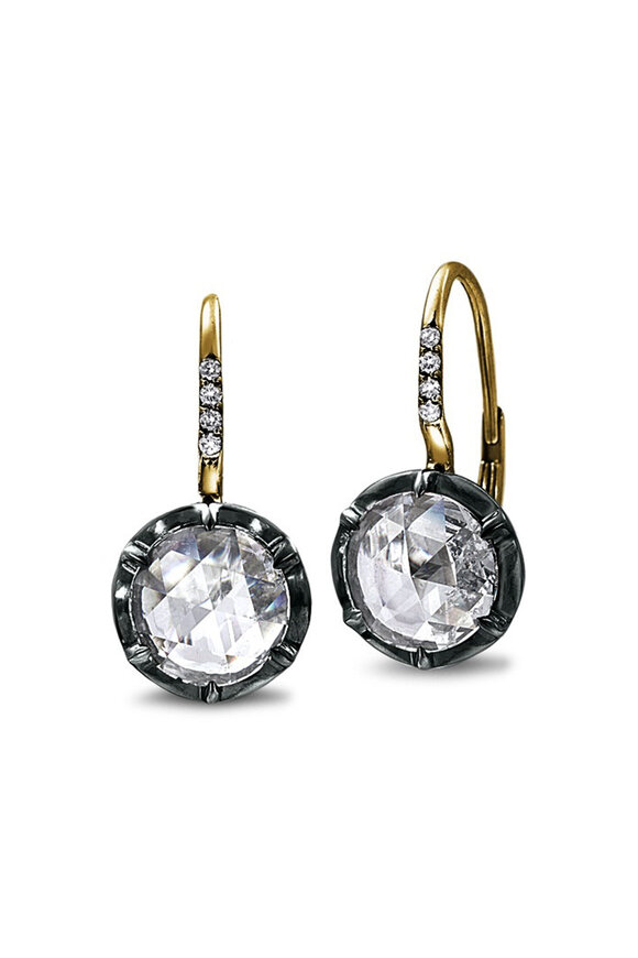 Nam Cho 18k Rose Cut Diamond Vintage Collet Drop Earring - view 1
