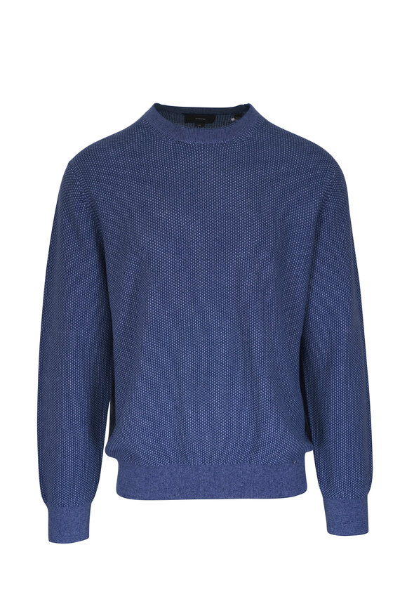 Vince Beluga Blue Geo-Jacquard Crewneck Sweater