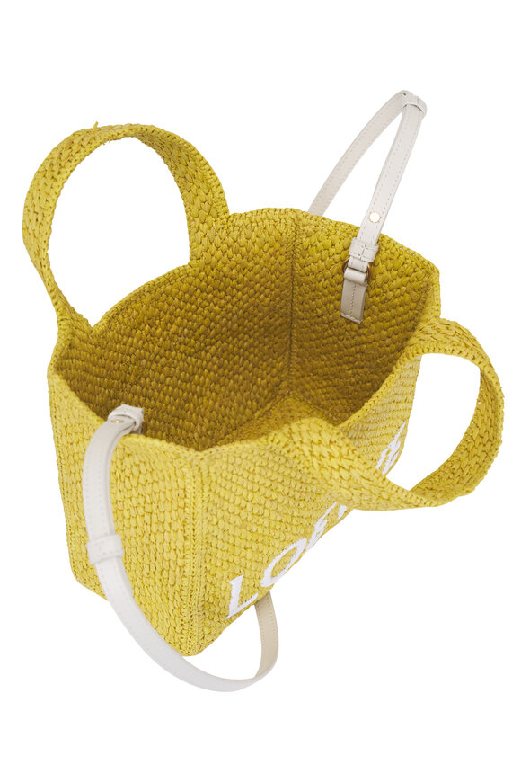 Loewe Small Yellow Raffia Logo Tote - view 6